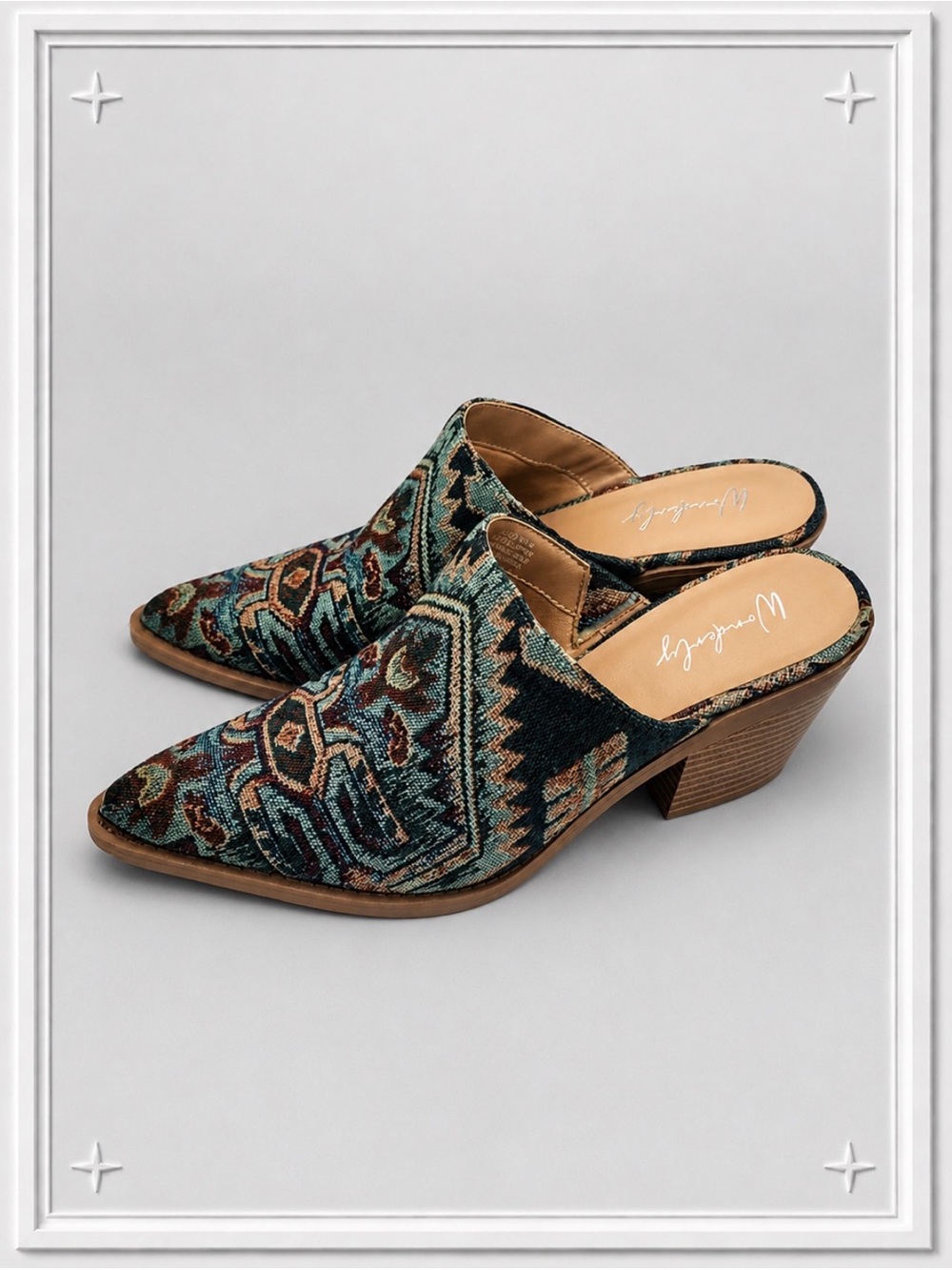 Boho Western Tapestry Mule Heels | Women’s 8.5